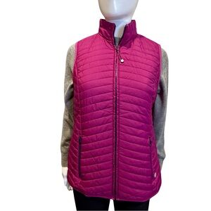 T by Talbots Quilted Puffer Vest Women’s NWT PS Fuchsia Magenta Full Zip Pockets